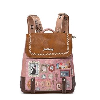 Plecak z klapką Cats różowy