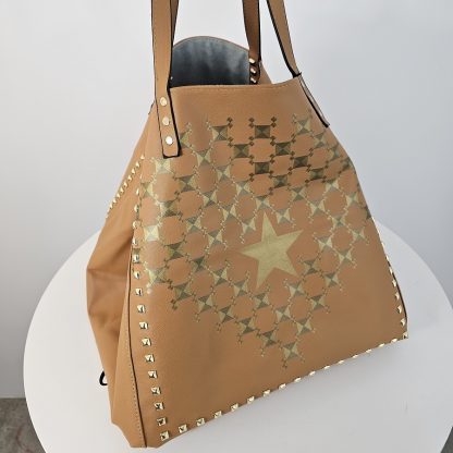 Wielka torba dwustronna Reversible Star XL – Jeans & Camel - obrazek 7