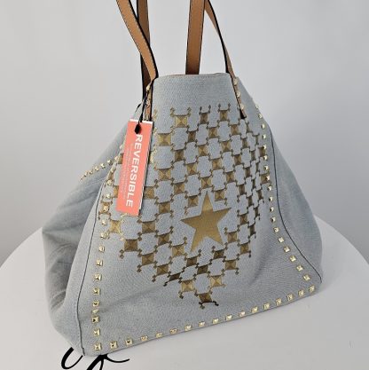 Wielka torba dwustronna Reversible Star XL – Jeans & Camel - obrazek 10