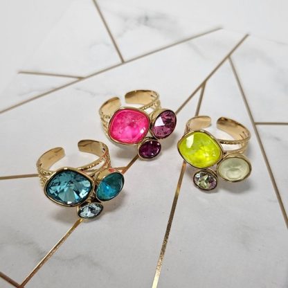 Pierścionek Golden TrioLuxe z kryształami Swarovski®, malinowy - obrazek 6