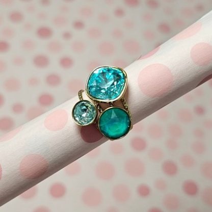 Pierścionek Golden TrioLuxe z kryształami Swarovski®, turkusowy - obrazek 4