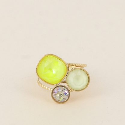 Pierścionek Golden TrioLuxe z kryształami Swarovski®, cytrynowy - obrazek 5