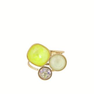 Pierścionek Golden TrioLuxe z kryształami Swarovski®, cytrynowy