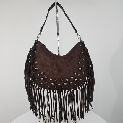 Torebka boho z frędzlami czekoladowa - obrazek 5
