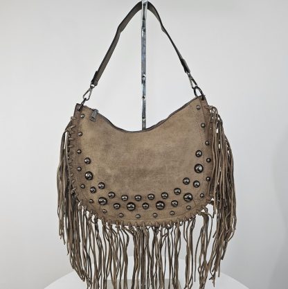 Torebka boho z frędzlami cappuccino - obrazek 5