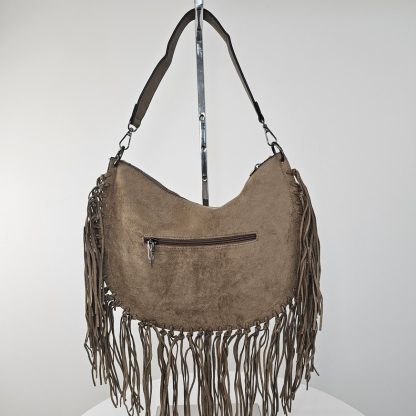 Torebka boho z frędzlami cappuccino - obrazek 7