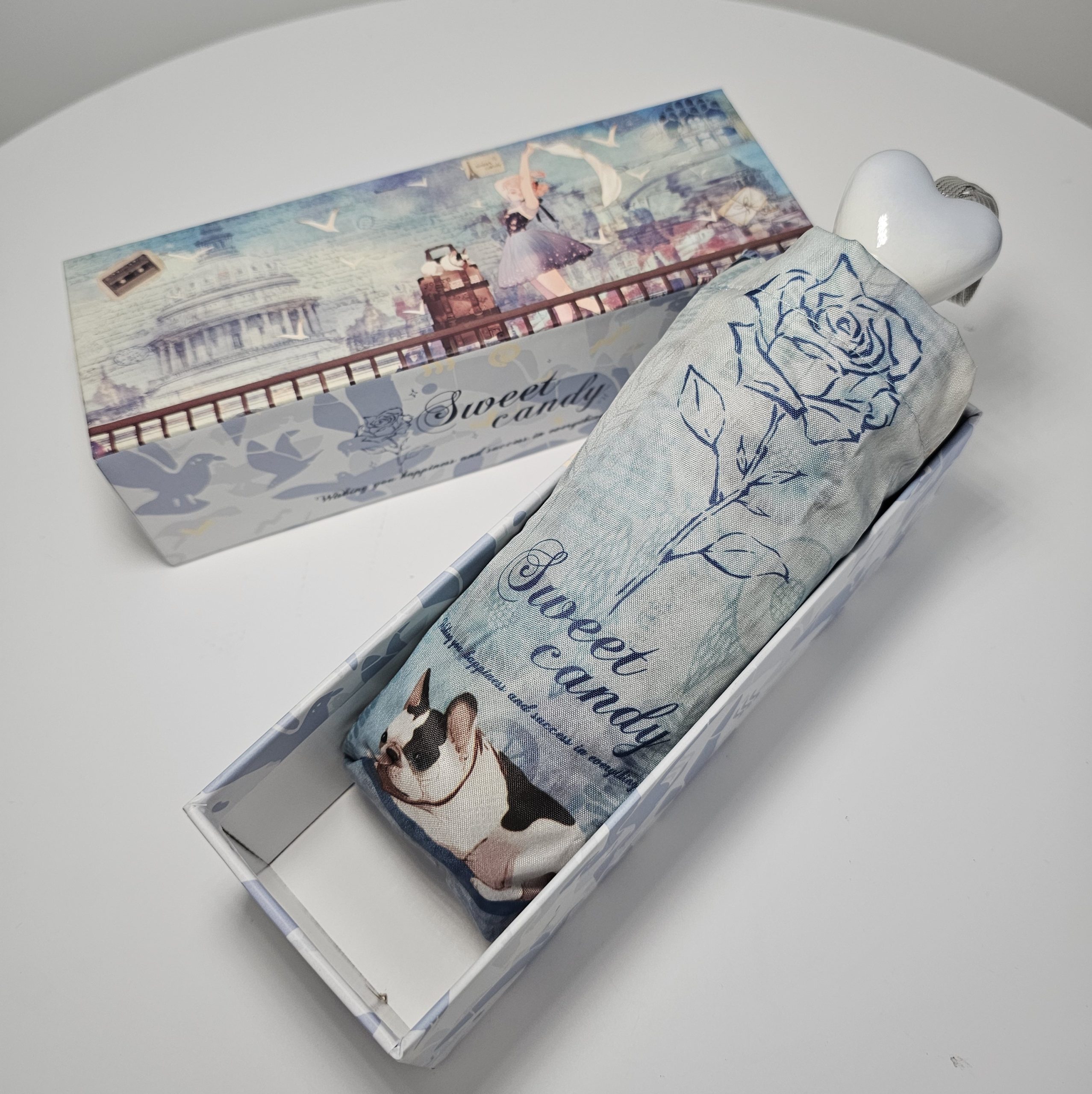 Parasolka crossbody w pudełku prezentowym Sweet Dreams kobaltowa - obrazek 5