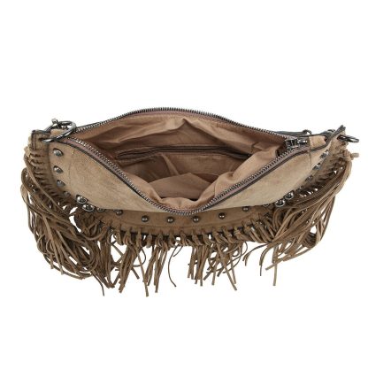 Torebka boho z frędzlami cappuccino - obrazek 4