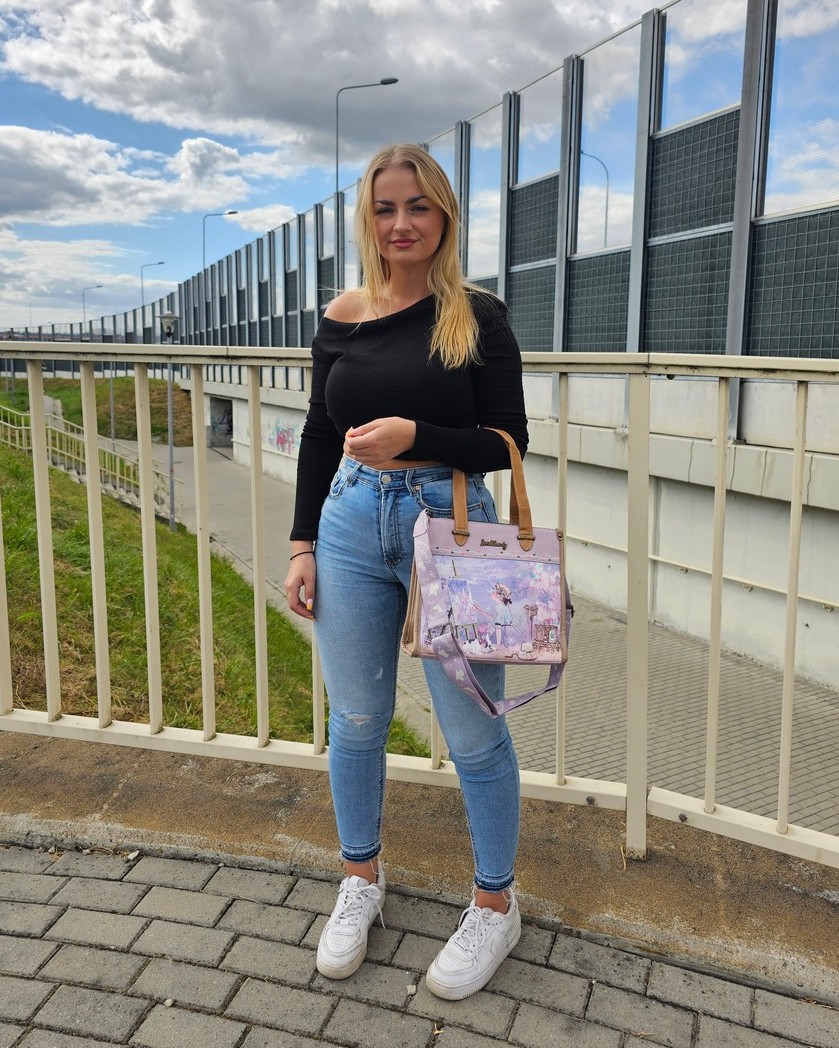 Torebka na ramię i do ręki A5 Sweet Dreams liliowa - obrazek 3