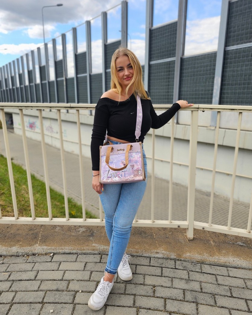 Torebka na ramię i do ręki A5 Sweet Dreams liliowa - obrazek 5