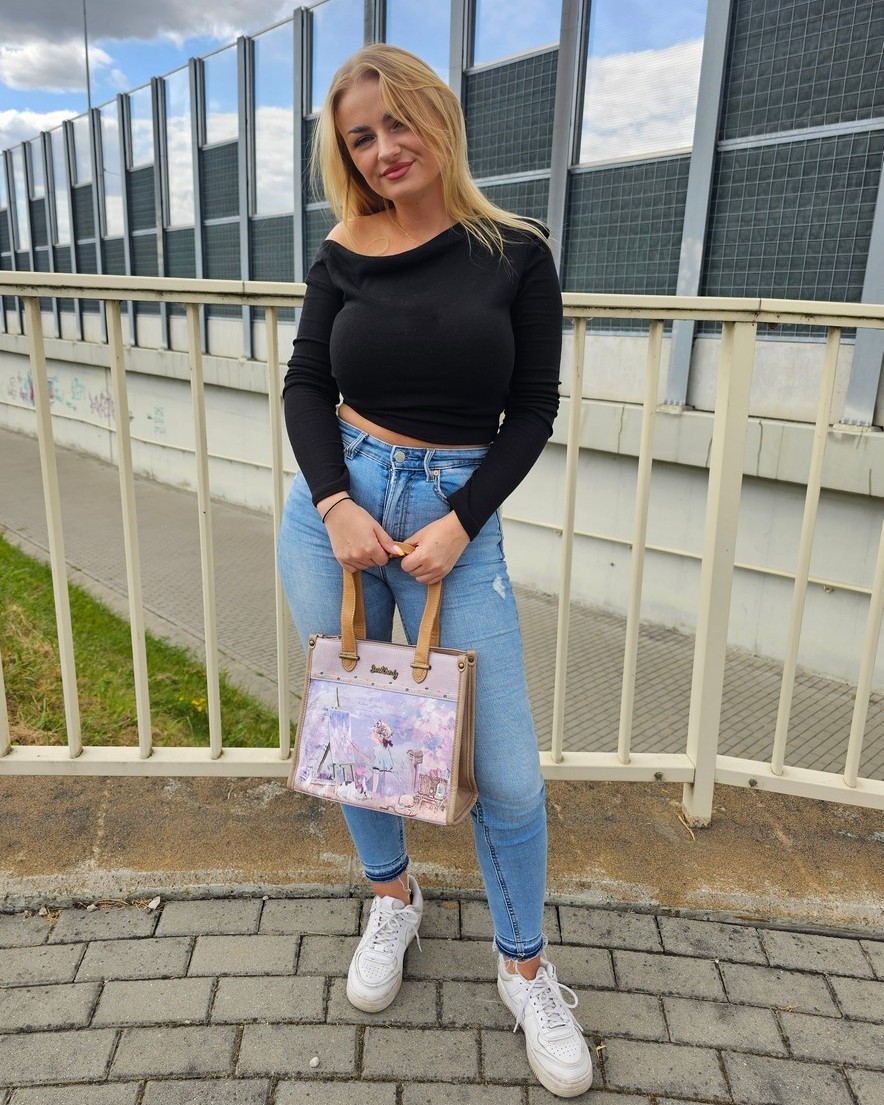 Torebka na ramię i do ręki A5 Sweet Dreams liliowa - obrazek 6