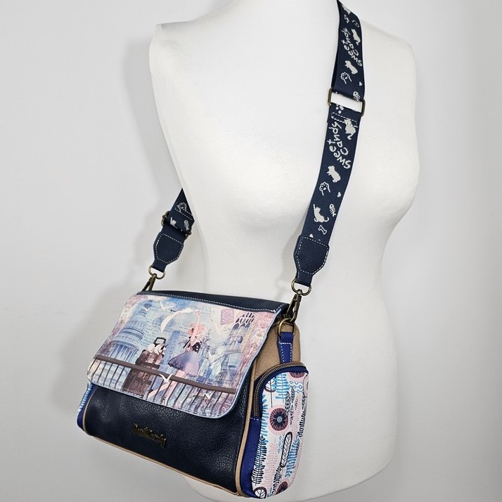 Listonoszka z klapką Sweet Dreams kobaltowa - obrazek 5