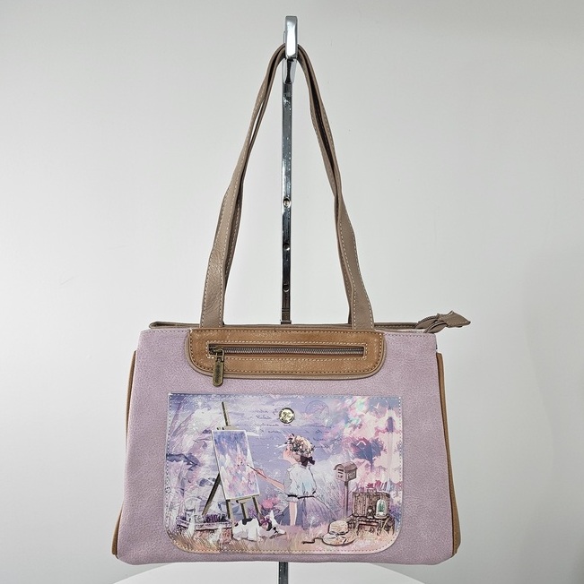 Torebka na ramię z paskiem Sweet Dreams liliowa - obrazek 2