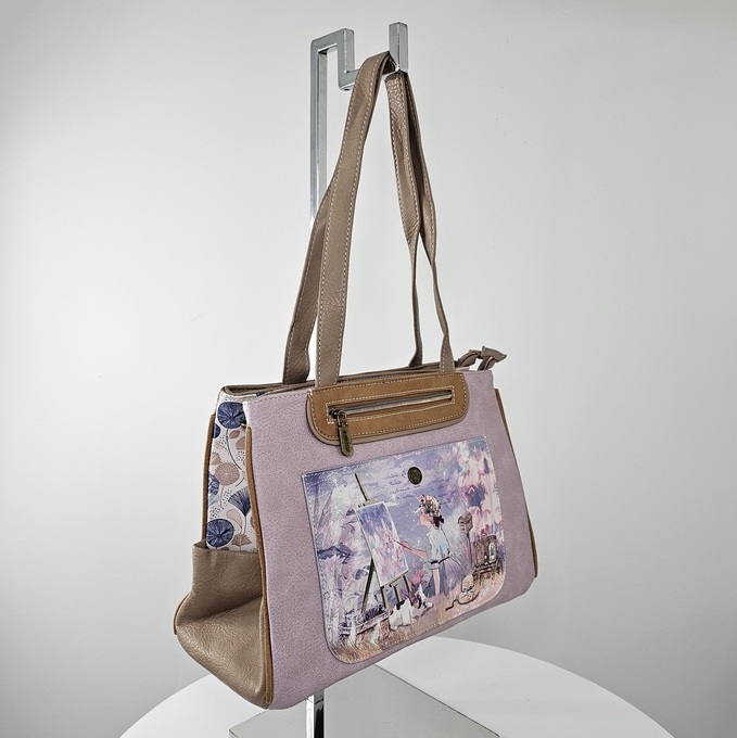 Torebka na ramię z paskiem Sweet Dreams liliowa - obrazek 3