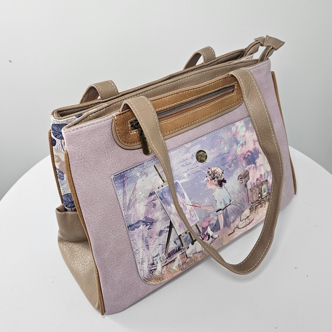 Torebka na ramię z paskiem Sweet Dreams liliowa - obrazek 5