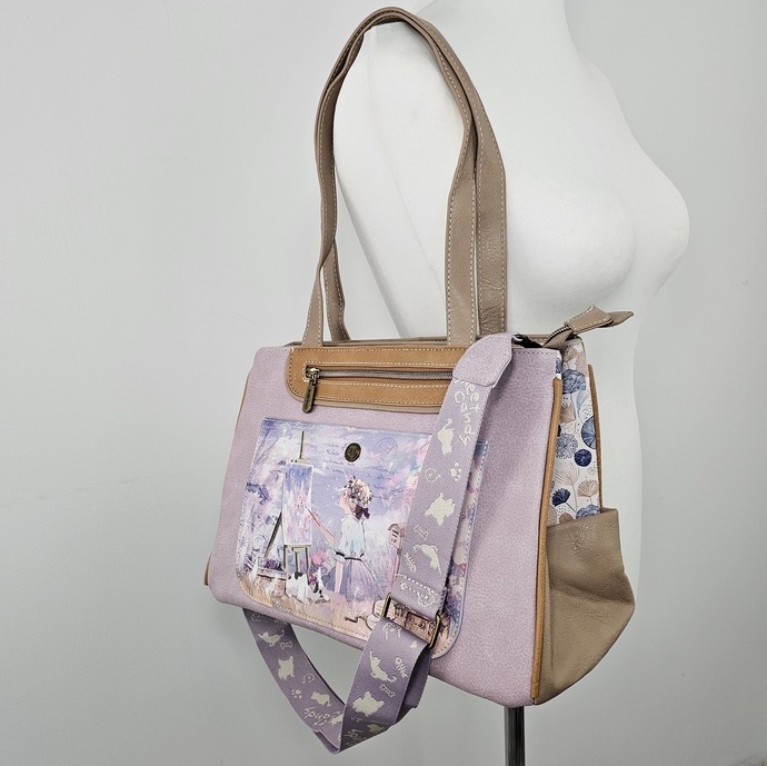 Torebka na ramię z paskiem Sweet Dreams liliowa - obrazek 7