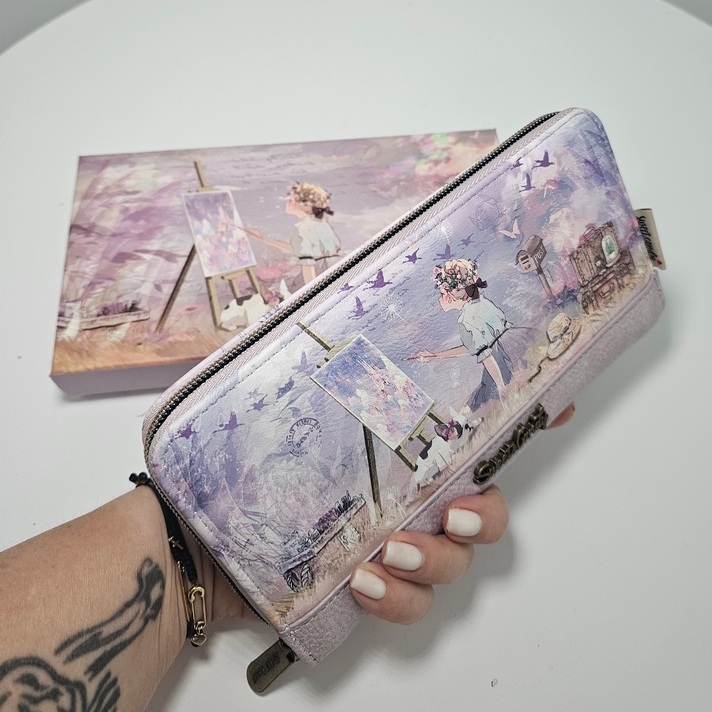 Duży portfel piórnik XXL Sweet Dreams liliowy - obrazek 4