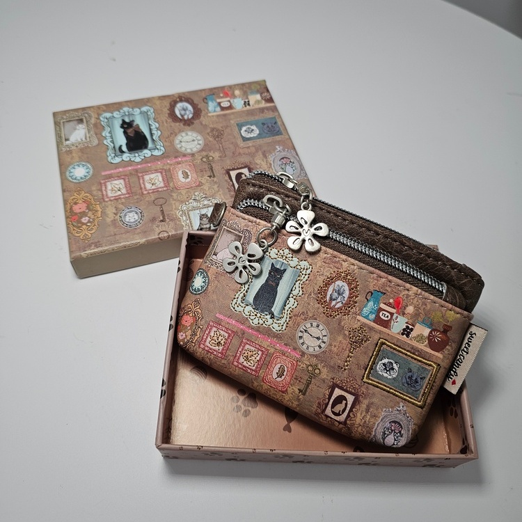 Portfel S z brelokiem Cats khaki - obrazek 2