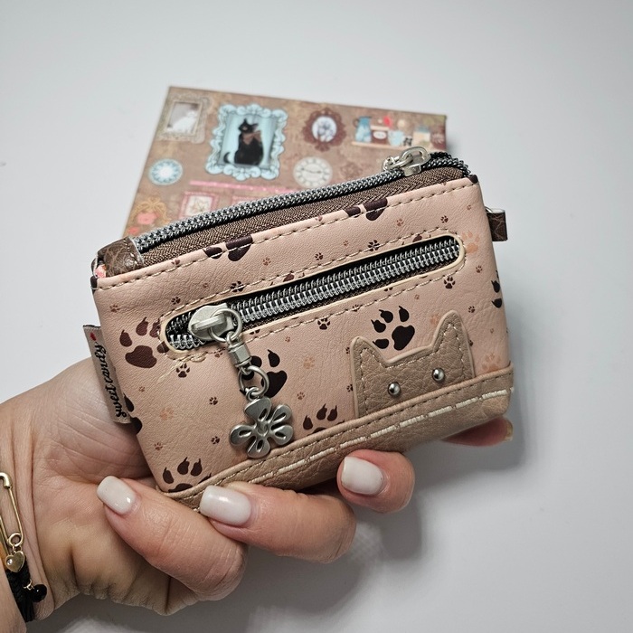 Portfel S z brelokiem Cats khaki - obrazek 5