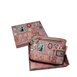 Portfel S z brelokiem Cats różowy