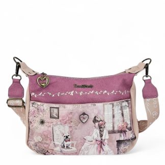 Torebka listonoszka 2 paski Forever malinowa