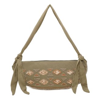 Torebka boho z cekinami khaki